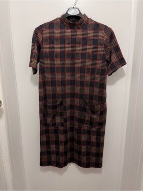 Zara Plaid Mock Neck Dress